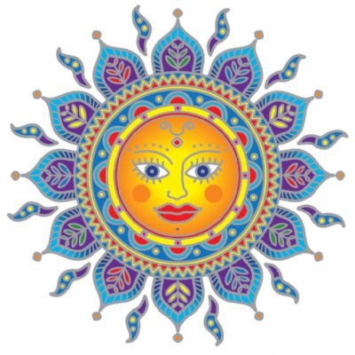 Window Sticker Feng Shui Stained Glass Style Golden Sun Mandala 14cm