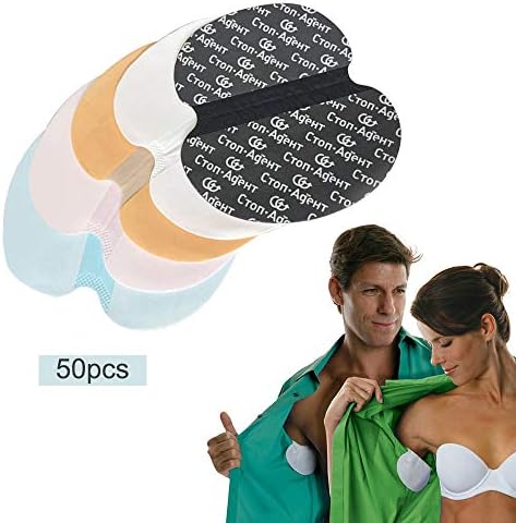 PAPWOO Armpit Sweat Pads 50pcs/Set Cotton Absorbent Underarm Sweat Pads Washable Deodorant Anti Sweat Dress Shields Anti Perspiration Armpit Guards For Men and Women (White)