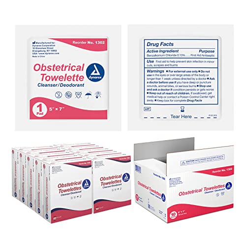 Dynarex Obstetrical Towelettes, 100 Count (Pack of 5)