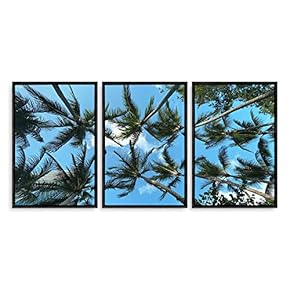 3 Piece Framed Canvas Wall Art for Living Room, Bedroom Vintage Tropical Palm Trees Canvas Prints for Modern Home Decoration Ready to Hang - 16"x24"x3 Panels