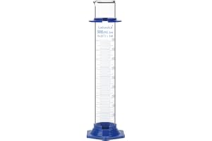Labasics Graduated Cylinder with Plastic Hexagonal Base, Borosilicate Glass for Laboratory Precise Measurement, 500 ml