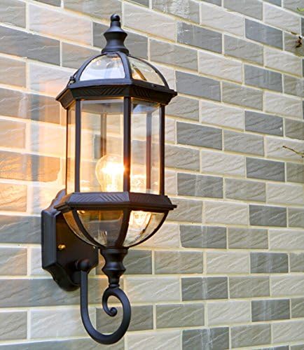 Hjer Outdoor Waterproof Wall Light Black And Brass Lantern Glass Lamp Aluminum Garden Villa Corridor Balcony E27