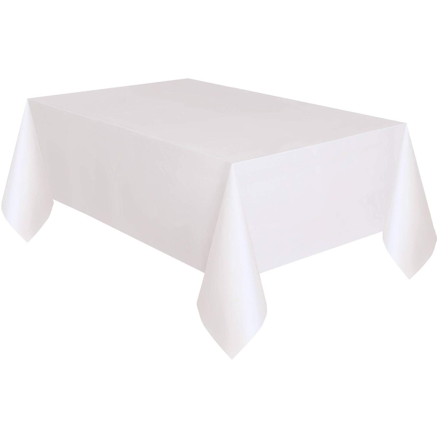 Unique Party 50180 Plastic Lined White Paper Tablecloth, 9ft x 4.5ft