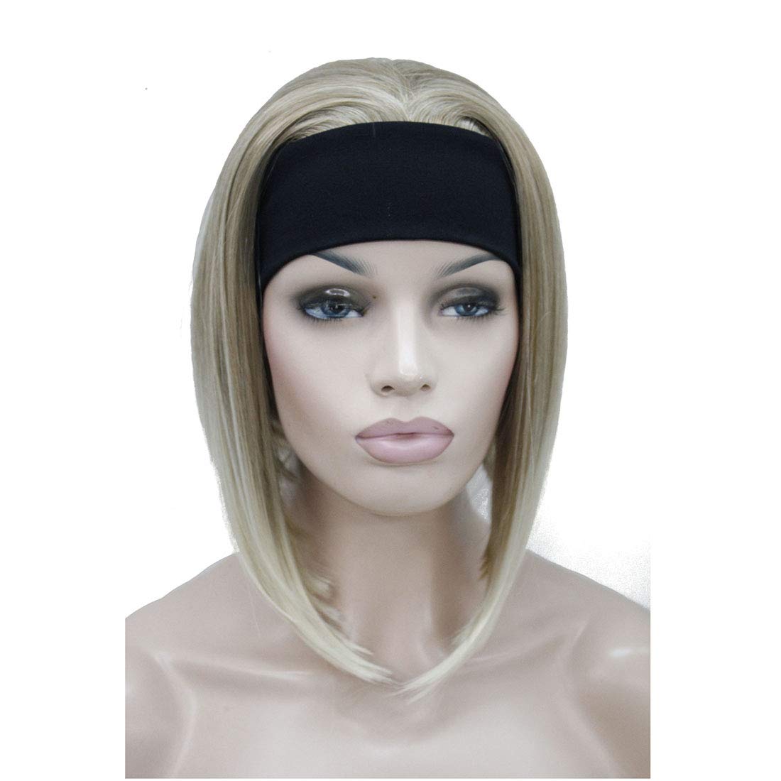 Lydell Short Straight Bob Synthetic Headband Wig 3/4 wig short half hair wig (15BT613 Blonde Mix)