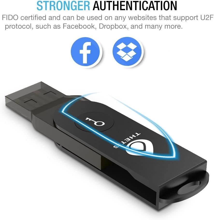 FIDO U2F Security Key, Thetis [Aluminum Folding Design] Universal Two Factor Authentication USB