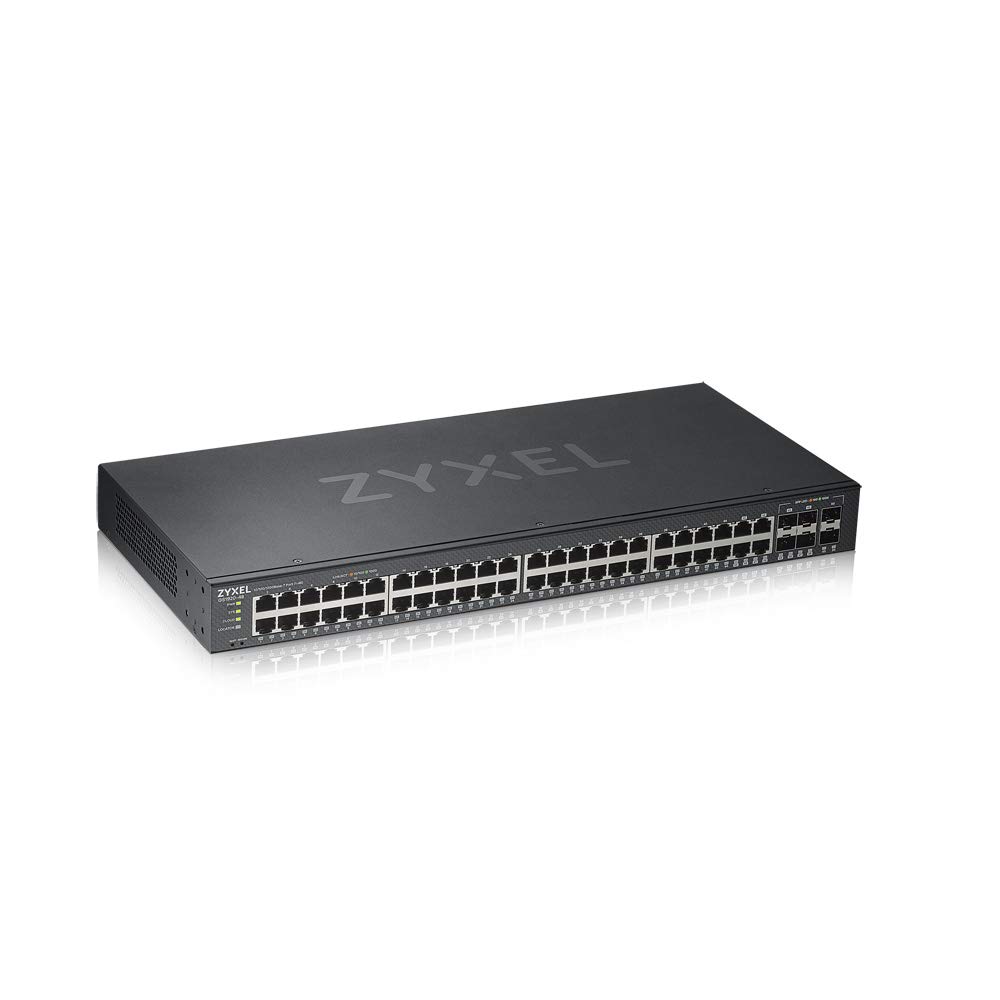 Zyxel 48-Port Gigabit Switch | Smart Managed | 4 Gigabit Combo Ports | 2 SFP Ports | Nebula Hybrid Cloud Mode | Network Ethernet Hub [GS1920-48v2]