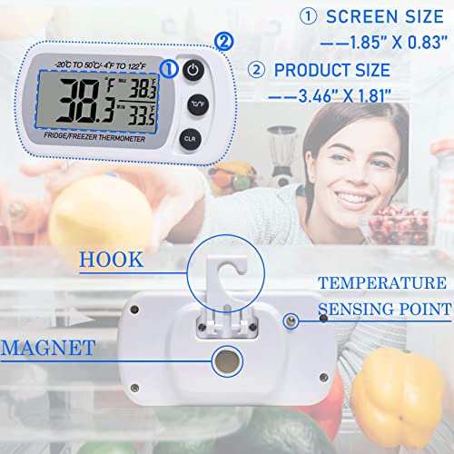 Digital Refrigerator Thermometer 2 Pack Fridge Freezer Thermometer