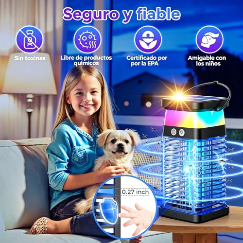 Mata Mosquitos Electrico 20W, 4 en 1 Lámpara Mata Mosquitos con Luz, IPX6 Resistente al Agua Mosquito Killer, 4200V Mata Moscas Electrico para Interior Exteriores Hogar Jardín y Patio Trasero