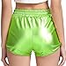 Perfashion Neon Shorts for Women Shiny Booty Shorts Neon Green Shorts S