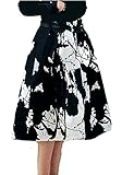 Mullsan Women's Print Floral Pleated Skirt Midi Skater Skirt Party Dress
