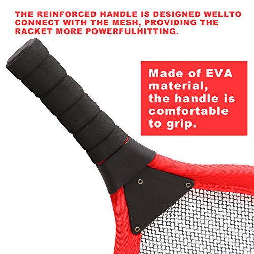 rainbow yuango Pack of 2 17'' Badminton Tennis Rackets Kit with 2 Balls Junior Sports Elastic Mesh Badminton Racquets Set for Kids Outdoors Play Game Toy(591-Red)