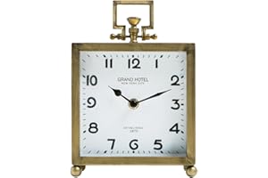 NIKKY HOME Gold Table Clock, Silent Non-Ticking Classic Battery Operated Decorative Mantel Desk Shelf Clock for Living Room Decor