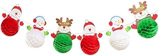 YZLSM Weihnachtspapier Banner Weihnachtsdekoration Weihnachtsmann Schneemann Papierkugel Pull Blumenfest hängendes Papier Pompom-Blumen-Partei-Dekor