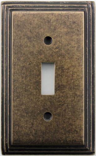 Classic Accents Deco Aged Antique Brass One Gang Toggle Light Switch Wall Plate