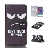 Note 4 Flip Case ,Galaxy Note 4 Case Cover ,[ FE ] PU Leather Folio Wallet with Magnetic Closure Protective Skin Stand Case Fit for Samsung Galaxy Note 4 ,[With Don't Touch My Phone Pattern]