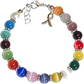 Kysin Chiys Cancer Awareness Beaded Pink Breast Cancer For Women Men Natural Stone Encourage Adjustable Bracelet or Multi Colored Bracelet