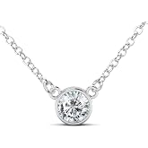 Metal Factory 925 Sterling Silver Round Cut CZ Cubic Zirconia Solitaire Pendant Necklace