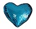J-hong Mermaid Throw Pillow with Insert,Two-Color Heart Shape Reversible Sequins Decorative Pillow. 13''×15'' (Bright Green+Bright Purple)