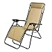 PARTYSAVING Infinity Zero Gravity Outdoor Lounge Patio Folding Reclining Chair Tan Set of 2 APL1002