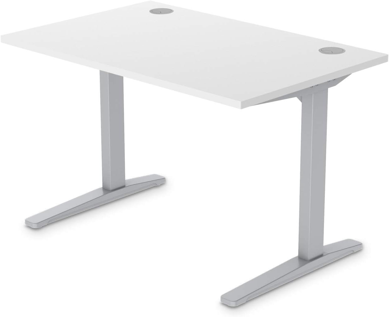 Amazon Com Uplift Desk White Greenguard Laminate Desktop Fixed Seated Height Side Table Gray Grommets Gray 48 X 30 Office Products