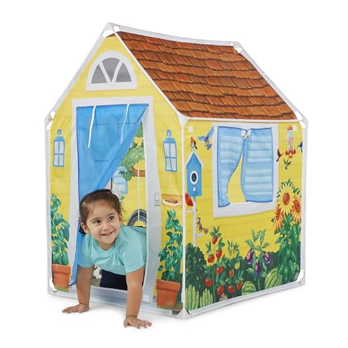 Melissa & Doug Cozy Cottage Fabric Play Tent and Storage Tote, Yellow