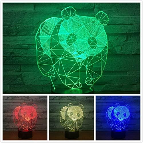 3D Panda Night Light Animal Table Desk Optical Illusion Lamps 7 Color Changing Lights LED Table Lamp Xmas Home Love Birthday Children Kids Decor Toy Gift