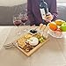Premium Wood Cheese Board & Cutlery Knife Set with Tempered Glass Cutting Board and 4 pcs Stainless Steel Knives and Ceramic Bowl and 4 Mini Forks