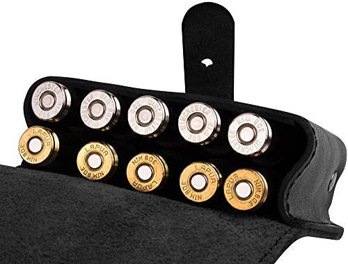 BRONZEDOG Leather Shell Holder Waist Ammo Wallet Durable Cartridge Belt .30-30 .308 Caliber Hunting Accessories (Black) - Thumbnail 3