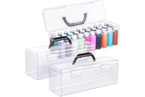 Wooswen 3 Pcs Paint Storage Box for Acrylic Paint Portable Clear Acrylic Paint Organizer Boxes for 2 Fluid Ounces Acrylic Pai