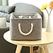 TheWarmHome Collapsible Rectangular Household Fabric Storage Organizer Basket with Handles for Kids,Grey