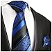 Blue and Black Silk Tie and Pocket Square Paul Malone Red Line