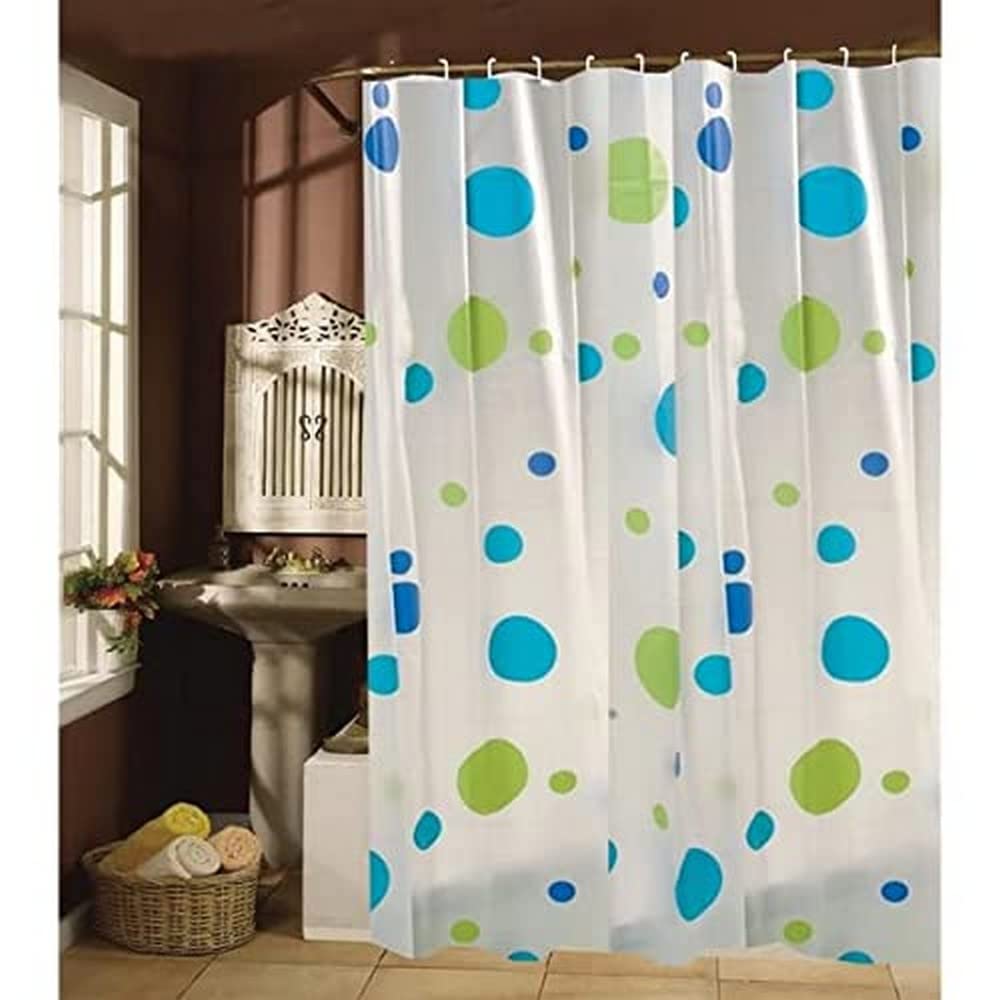 MSV Shower Curtain Blue Circles of of Polyvinyl Acetate 180x200cm, Multi-Colour