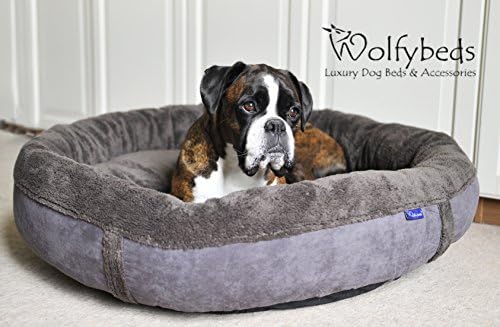 Wolfybeds Large Round Fleece Dog Bed in Slate Grey (96 x 96cm) washable covers