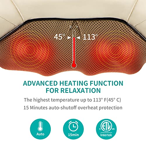 Nekteck Shiatsu Neck and Back Massager with Soothing Heat