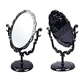 Black Butterfly Desktop Mirror Rotatable Gothic Small Size Rose Makeup Stand