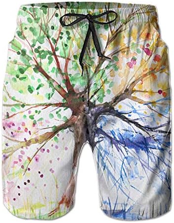 Mens Cute Pug Dog Swim Trunks Drawstring Elastic Waist Surfing Beach Board Shorts