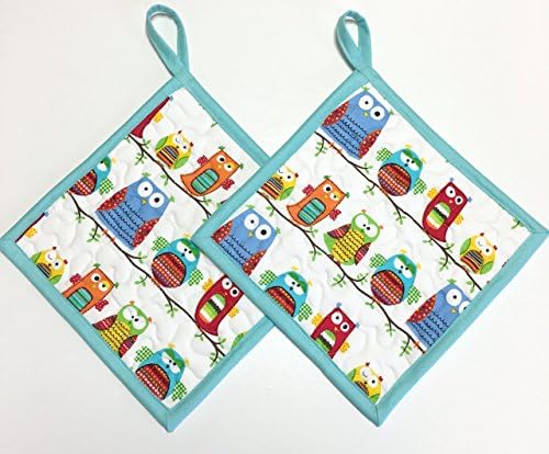 Potholders set of 2 Quilted Owls
