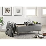 Coaster Dilleston Contemporary Grey Storage Ottoman with Chrome Legs