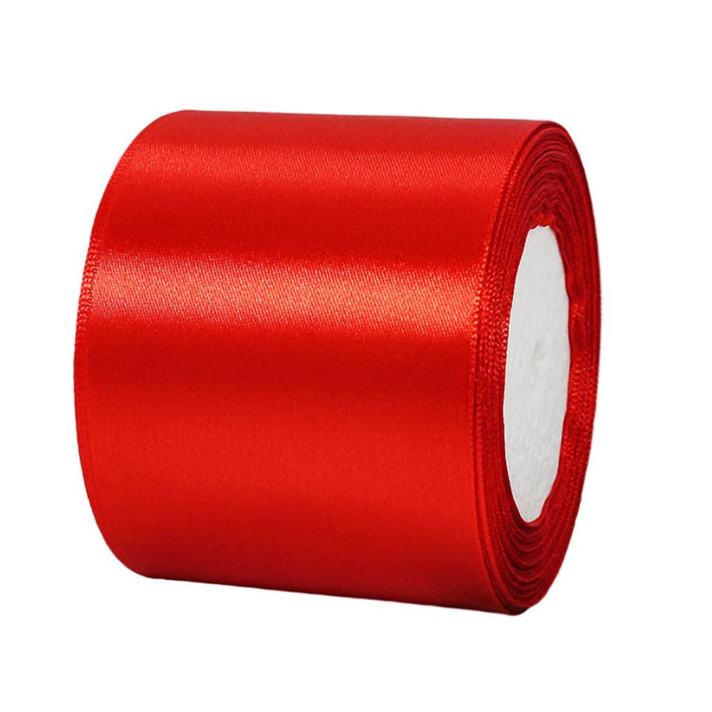 75mm Wide Thick Red Ribbon for Gift Wrapping,22m 3Inch Large Fabric Satin Ribbon Red Bow for Gift Wrapping,Ribbons for Crafting,Hair,Bouquets,Wedding,Car,Presents,Cake,Christmas Decorations — image 1