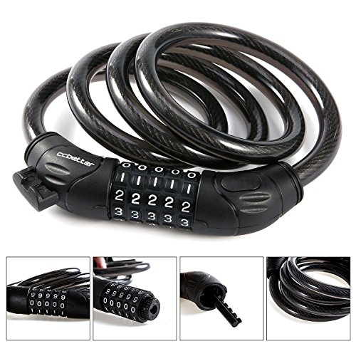 Bike lock, cable locks 4 feet high security 5 digit res…