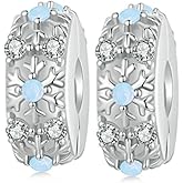 MEETCCY 2pc Clip Spacer Charms Bracelets for Women 925 Sterling Silver Blue White Crystal Clip Lock Spacer Stopper Charm Bead for Bracelet