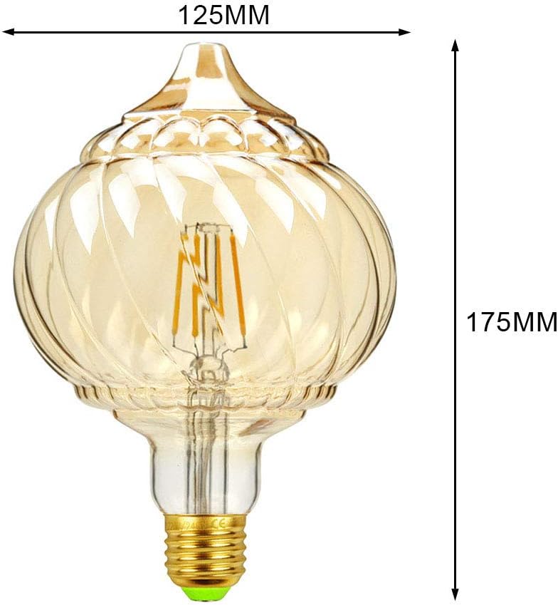 Tianfan LED Bulbs Vintage 4W Warm White 2500Kelvin Big Globe Crystal Led Bulb 220/240V Edison Screw E27 Base Specialty Decorative Light Bulb G125 (Lantern) - Image 4