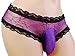 SISSY pouch panties men's silky lace bikini girlie briefs underwear sexy for men (S, purple)