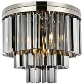 Elegant Lighting Sydney Collection 9-Light Flush Mount with Royal Cut Silver Shade Crystals, Polished Nickel Finish