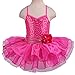 TFJH E Girls' Glitter Ballet Dresses Sleeveless Dancing Leotard Tutus HotPink L