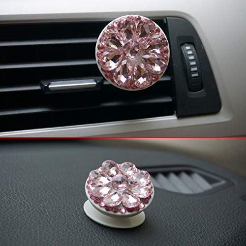 Royalfox 2 Pack Bling Car Decor, Bling Crystal Interior Car air Vent Holder Dashboard Accessory with Stickers, Women Fashion Car Decoration, Rhinestone Car Bling Accessories for Women Girl (Pink) - Thumbnail 4