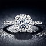 Myhouse Women Girls Wedding Rings Silver Plated Ring for Engagement Charms Findings (7)