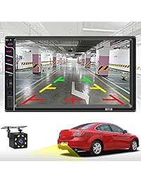 Ironpeas   Reproductor de MP3 para coche con pantalla táctil de 7 pulgadas, compatible con Bluetooth AM FM cámara trasera USB TF con mando a distancia