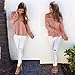 Sunward(TM) Women Off Shoulder Casual Long Sleeve Lace T-Shirt (Medium, Pink)