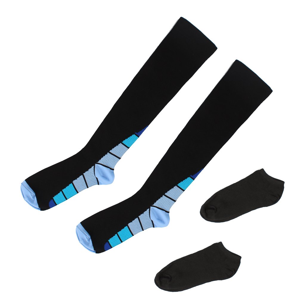 Xnature Kompressionsstrümpfe Kompressionssocken Compression Socks Strümpfe Kompression Laufsocken Thrombosestrümpfe für Damen Herren, Sport, Medizinisch, Joggen, Schwangerschaft, Reisen, Flug (Blau, M/L)